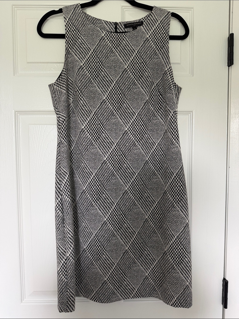 Banana Republic Black and White Plaid Strapless Sheath Dress